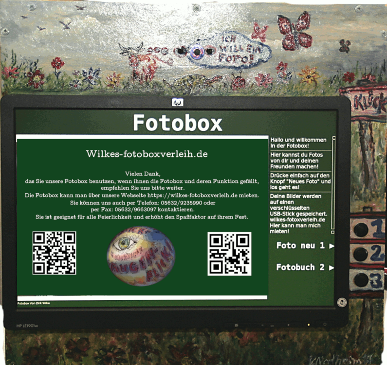 Hier sehen Sie dei Frontansicht der Fotobox