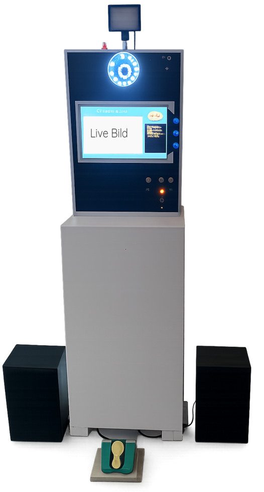 Hier sehen Sie die neue Fotobox-Säule von vorne.